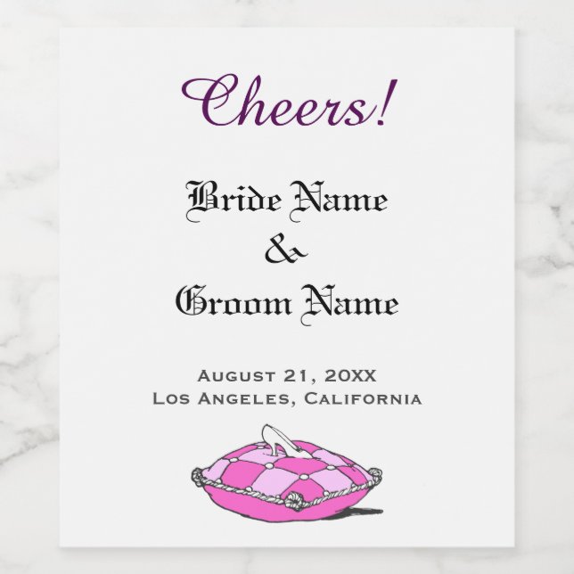 Étiquette de bouteille de vin Coussin Rose Cendril (Étiquettes simples)