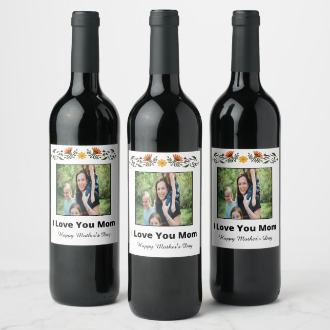 Étiquette de bouteille de vin de la Fête des Mères (Bouteilles)