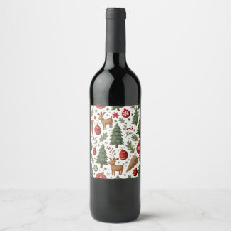 Étiquette de bouteille de vin de Noël