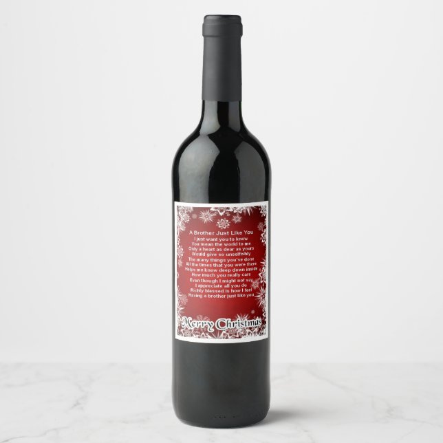 Étiquette de bouteille de vin de Noël - Poème frèr (Devant)
