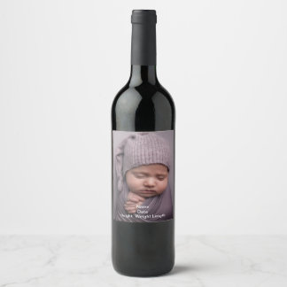 Étiquette de bouteille de vin Faire-part bébé phot