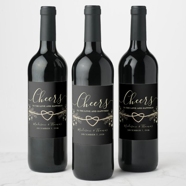 Étiquette de bouteille de vin Mariage d'or noir (Bouteilles)