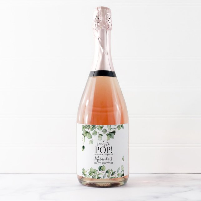 Étiquette de bouteille de vin mousseux Greenery Ba (Créateur téléchargé)