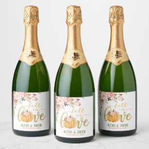 Étiquette de bouteille de vin mousseux Tombez amou