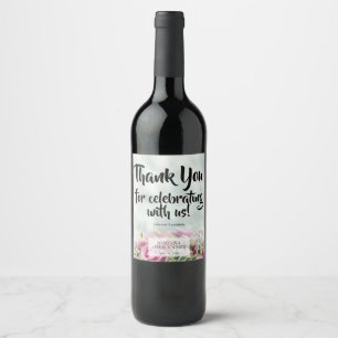 Étiquette de bouteille de vin rose Roses Mariage