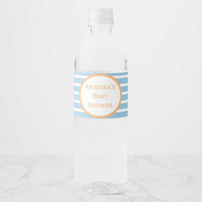 Étiquette de bouteille d'eau à Baby shower rayé (Devant)