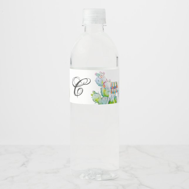 Étiquette de bouteille d'eau à initiale de monogra (Devant)