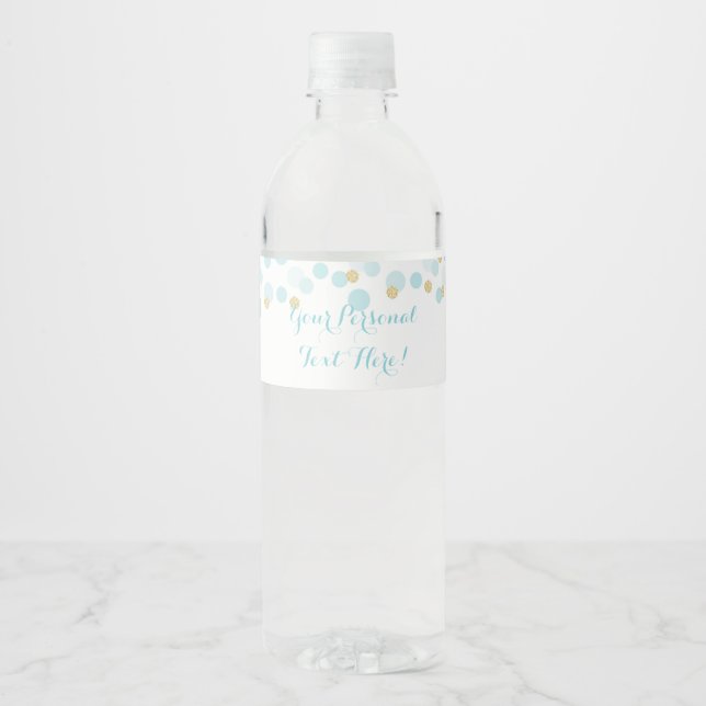 Étiquette de bouteille d'eau Baby shower de points (Devant)