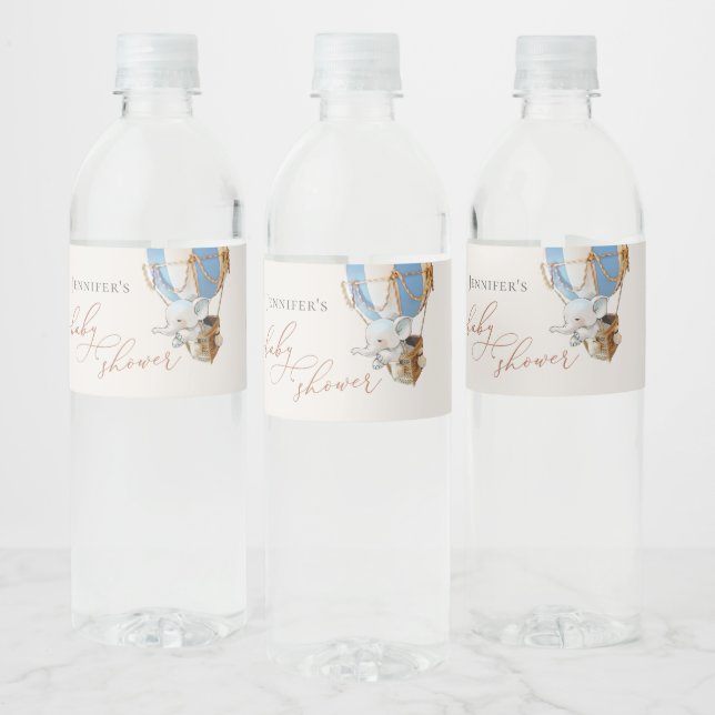 Étiquette de bouteille d'eau Baby shower éléphant (Bouteilles)