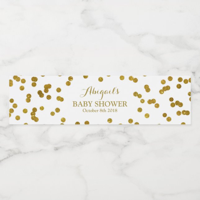 Étiquette de bouteille d'eau Baby shower Gold Conf (Étiquettes simples)