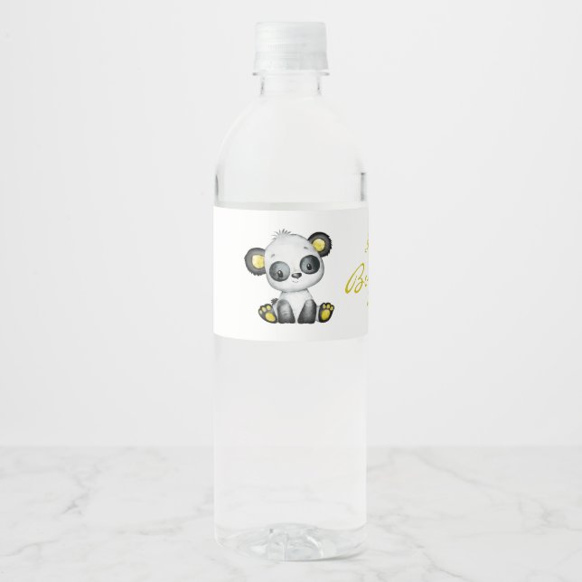 Étiquette de bouteille d'eau Baby shower Panda Our (Devant)
