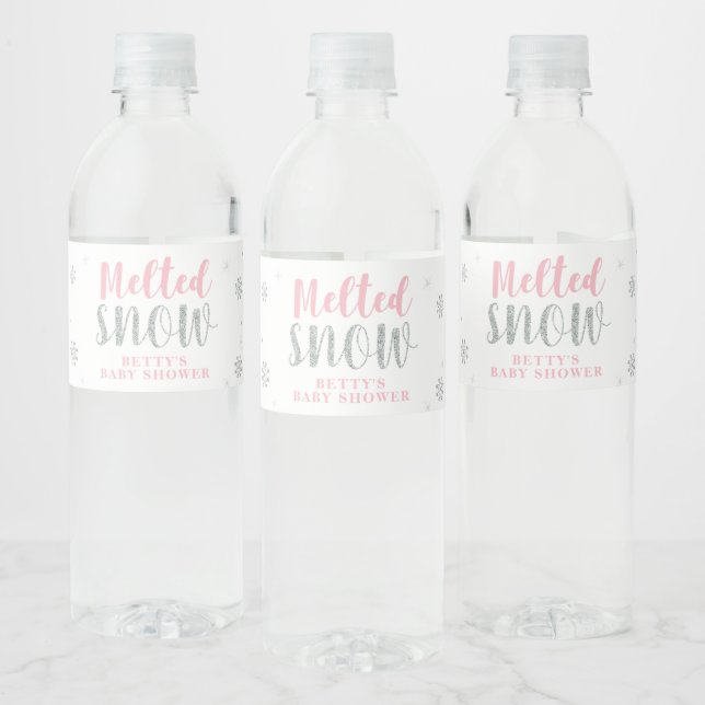 Étiquette de bouteille d'eau Baby shower rose d'hi (Bouteilles)