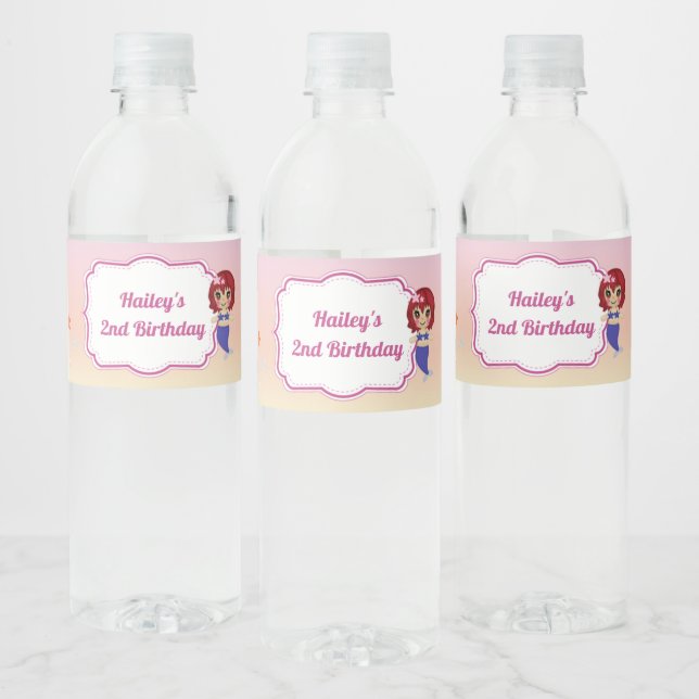 Étiquette de bouteille d'eau de la fête de la sirè (Bouteilles)