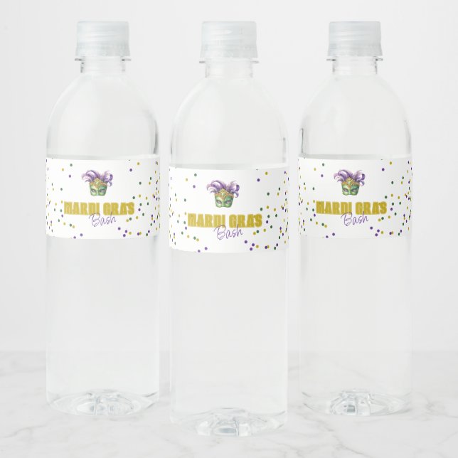 Étiquette de bouteille d'eau de la fête Mardi Gras (Bouteilles)