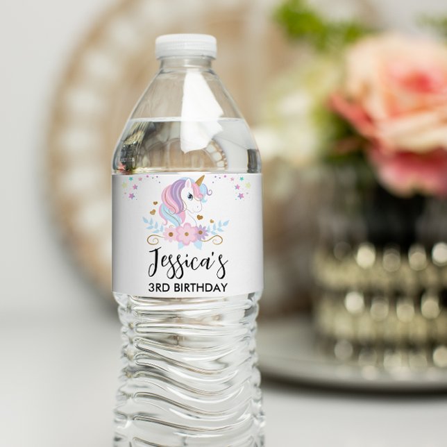 Étiquette de bouteille d'eau de la fête Unicorn (Créateur téléchargé)