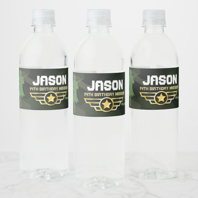 Étiquette de bouteille d'eau du parti militaire (Bouteilles)