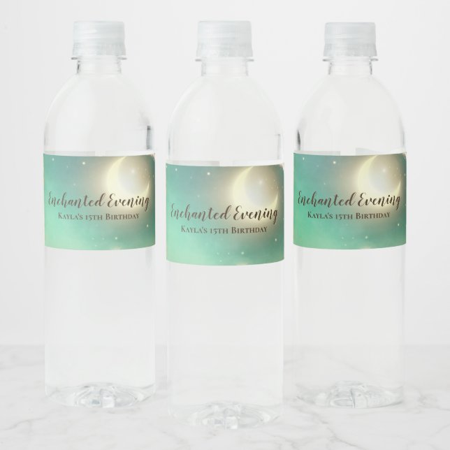 Étiquette de bouteille d'eau du soir enchantée (Bouteilles)
