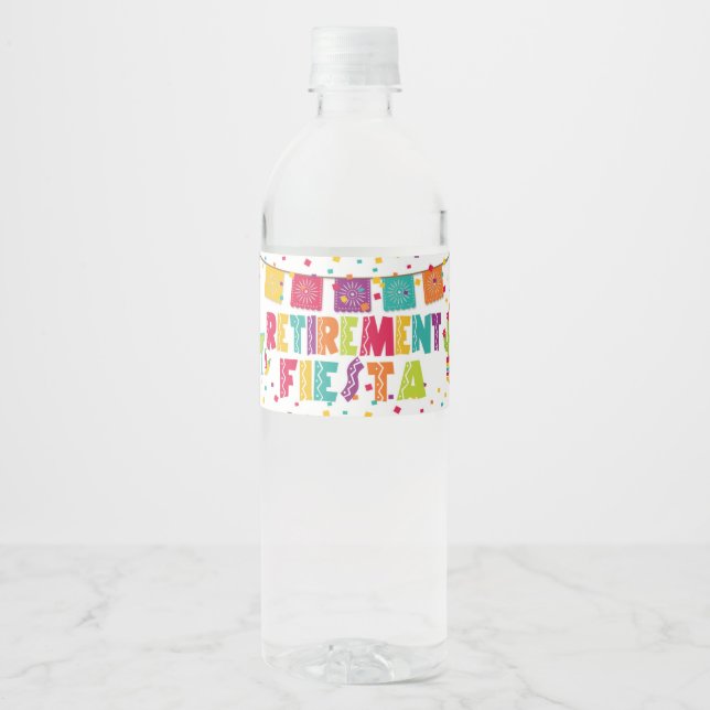 Étiquette de bouteille d'eau Fiesta de retraite -  (Devant)