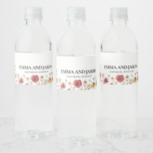 Étiquette de bouteille d'eau fleur sauvage