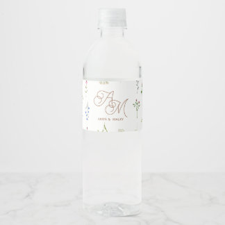 Étiquette de bouteille d'eau florale