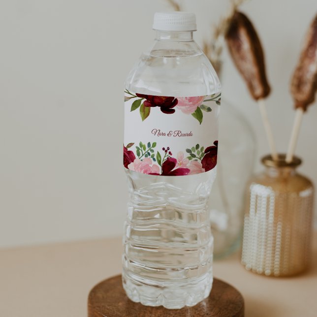 Étiquette de bouteille d'eau florale de printemps  (Créateur téléchargé)
