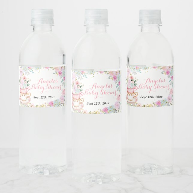 Étiquette de bouteille d'eau florale pastel pour B (Bouteilles)