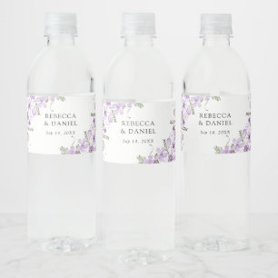 Étiquette de bouteille d'eau Mariage chic Lavender