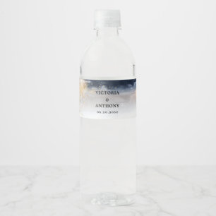 Étiquette de bouteille d'eau Mariage de marine et 