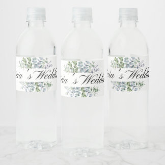 Étiquette de bouteille d'eau Mariage Eucalyptus