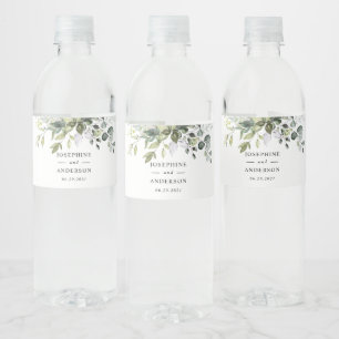 Étiquette de bouteille d'eau Mariage Eucalyptus