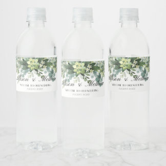 Étiquette de bouteille d'eau Mariage Eucalyptus Fl