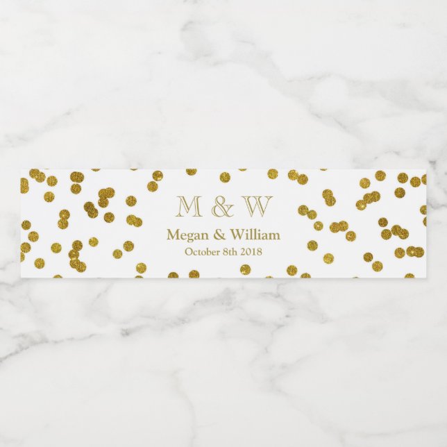 Étiquette de bouteille d'eau Monogram Mariage Gold (Étiquettes simples)