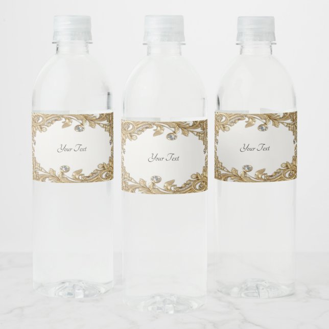 Étiquette de bouteille d'eau or décoratif (Bouteilles)