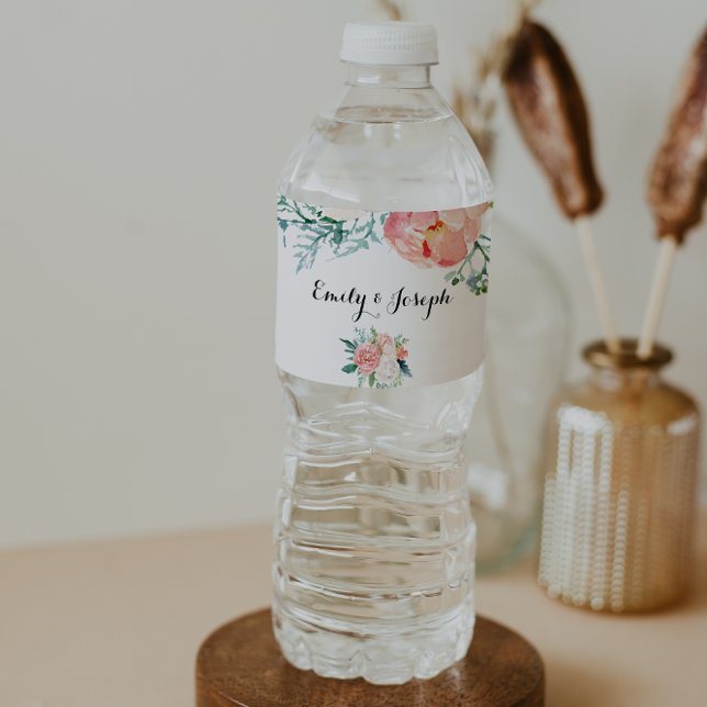 Étiquette de bouteille d'eau rose tropicale modern (Créateur téléchargé)