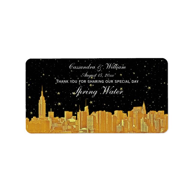 Étiquette de bouteille d'eau Starry Skyline Gold N (Devant)