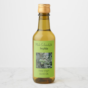 Étiquette de bouteille d'huile d'olive de branche