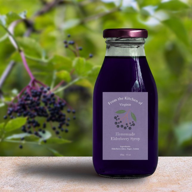 Étiquette de bouteille Kraft & Rustic Elderberry (Kraft & Rustic Elderberry Syrup Bottle Label)