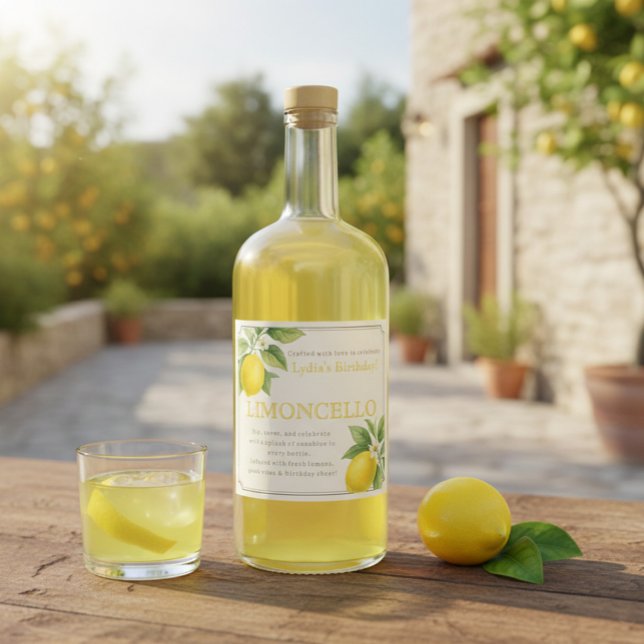 Étiquette de bouteille Limoncello d'anniversaire p (Créateur téléchargé)