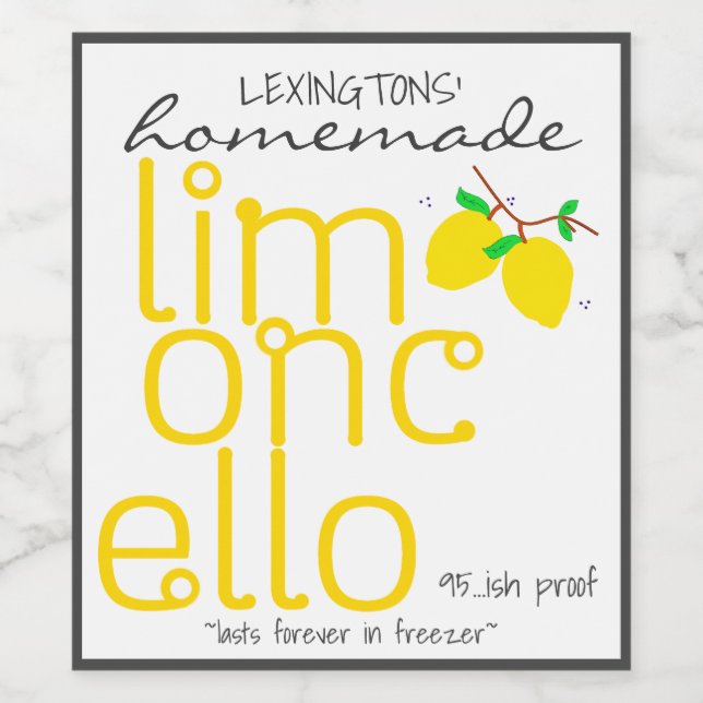 Étiquette de bouteille personnalisé Limoncello fai (Étiquettes simples)