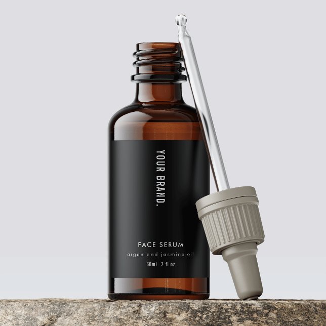 Étiquette de bouteille simple Noir 2 OZ (Modern Simple Black 2 OZ Dropper Bottle Label *verify size to ensure a good fit*)