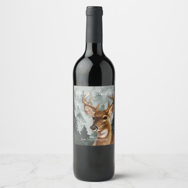 Étiquette de bouteilles de vin de cerf personnalis (Devant)
