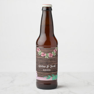 Étiquette de bouteilles de vin Floral en bois rust