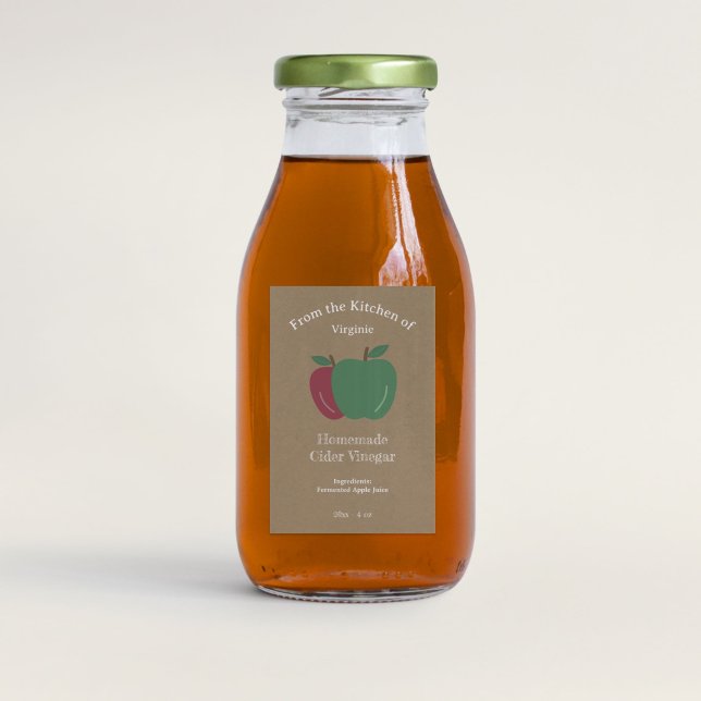 Étiquette de bouteilles de vinaigre de cidre de po (Kraft & Rustic Apple Cider Vinegar Bottle Label)