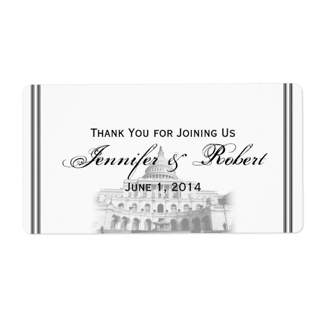 Étiquette de bouteilles d'eau de destination Washi (Devant)