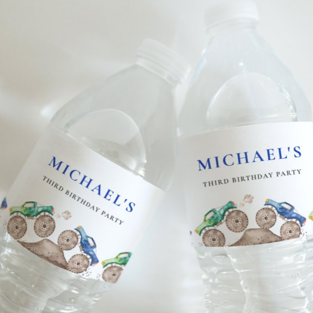 Étiquette de bouteilles d'eau Monster Trucks (Créateur téléchargé)