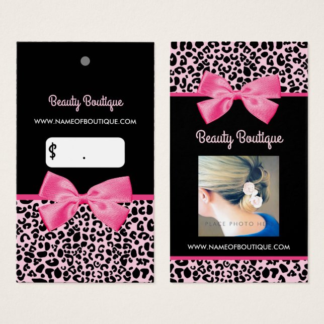 Étiquette de boutique Pink Leopard (Devant & derrière)