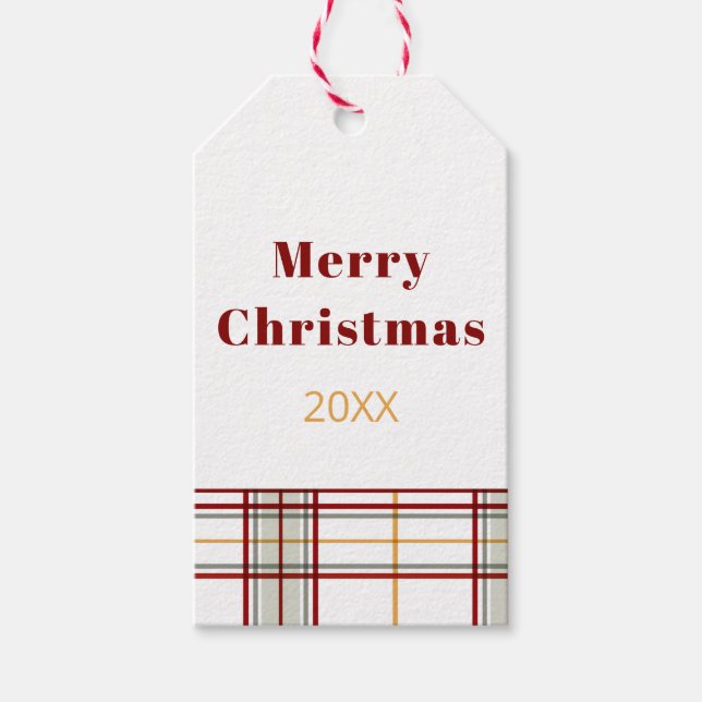 Étiquette de cadeau à carreaux Joyeux Noël des fêt (Devant)