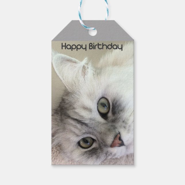Étiquette de cadeau d'amoureux des chats de joyeux (Devant)