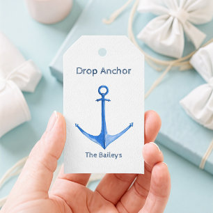 Étiquette de Cadeau d'Ancre de Bateau Rustique