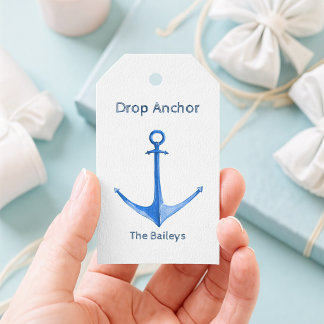 Étiquette de Cadeau d'Ancre de Bateau Rustique